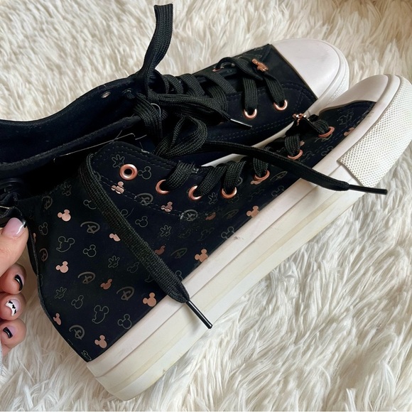 Disney Mickey Mouse Sneakers High Top Rose Gold Pink Black Size 9 Primark Colab - Picture 5 of 9